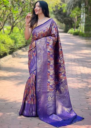 Multicolor Woven Work Art Silk Saree