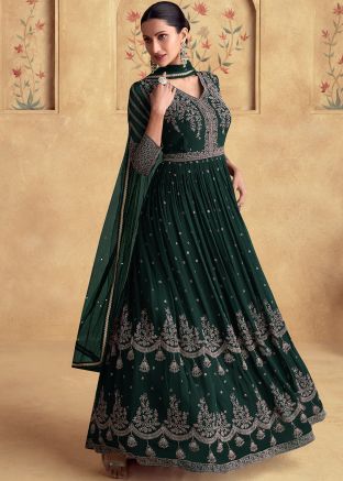 Green Embroidered Anarkali Salwar Suit Set