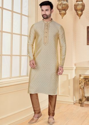 Readymade Plain Pajama With Cream Kurta