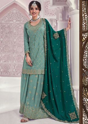 Green Embroidered Salwar Suit Set