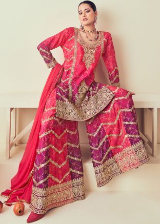 Pink Bandhej Print Salwar Suit Set