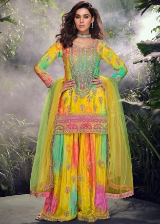 Multicolor Embroidered Sharara Suit Set