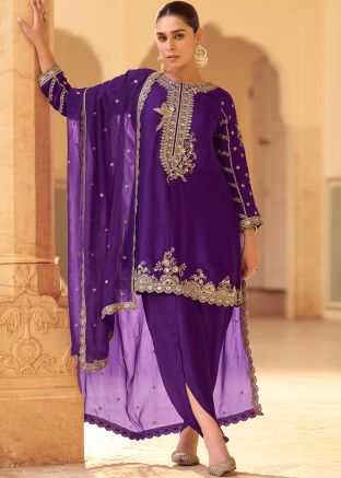 Blue Sequins Embroidered Salwar Suit Set