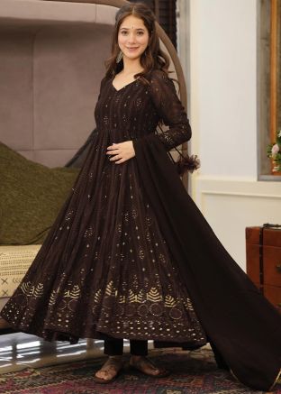 Readymade Black Embroidered Anarkali Suit