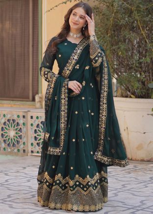 Green Embroidered Anarkali Salwar Suit Set