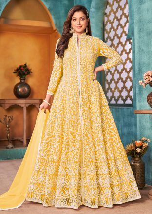 Yellow Sequin Work Salwar Suit Set