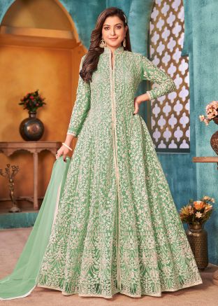 Green Embroidered Anarkali Salwar Suit Set