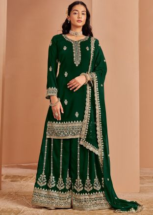 Green Embroidered Salwar Suit Set