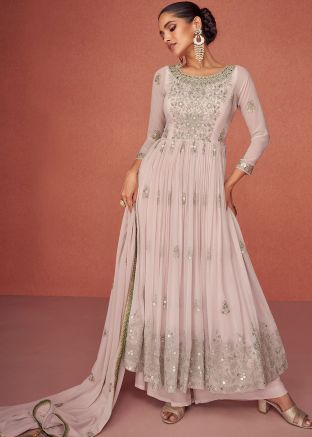 Readymade Light Pink Embroidered Anarkali Suit