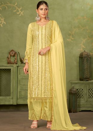 Yellow Embroidered Salwar Suit Set