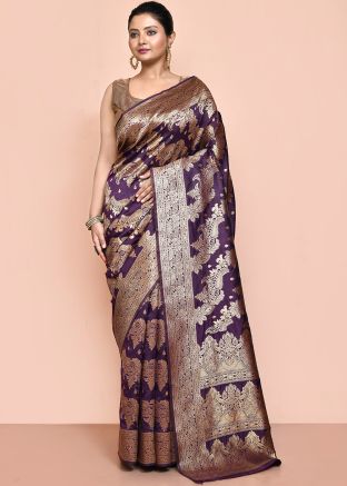 Purple Zari Woven Kanjivaram Silk Saree