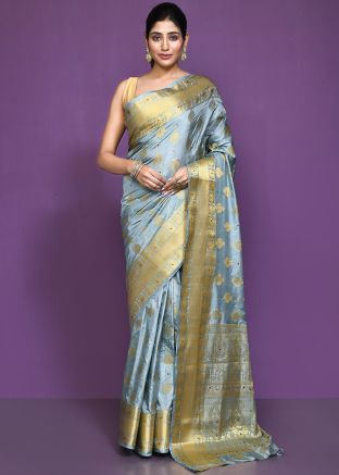 Grey Zari Woven Kanjivaram Silk Saree