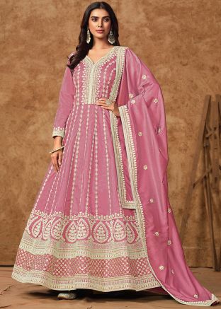 Readymade Pink Dori Embroidered Anarkali Suit
