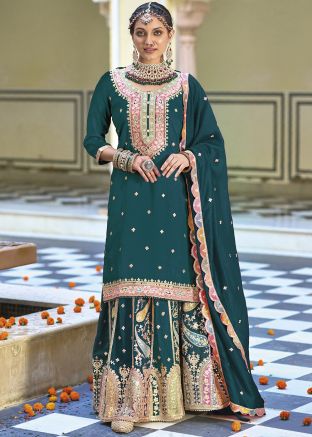 Blue Embroidered Salwar Suit Set