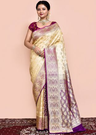 Off White Woven Work Saree