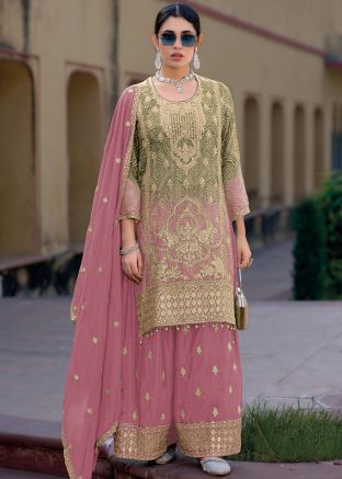 Green & Pink Bandhej Print Salwar Suit Set