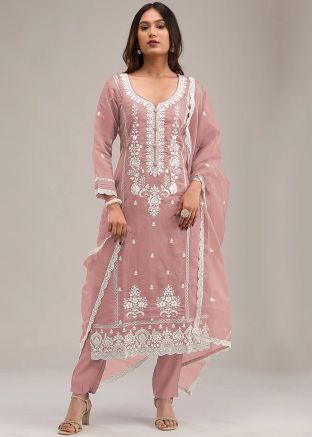 Pink Embroidered Salwar Suit Set