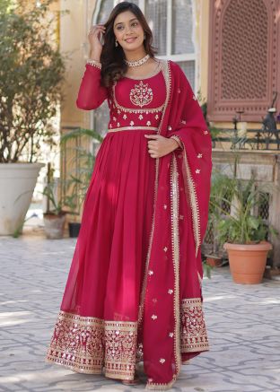 Pink Embroidered Salwar Suit Set