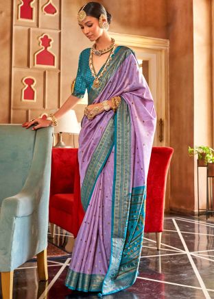Purple Patola Print Silk Saree