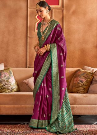 Magenta Patola Print Saree & Blouse