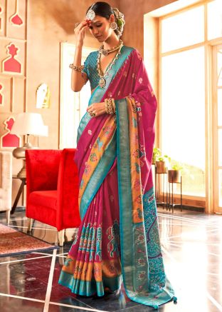 Pink Patola Print Saree In Silk