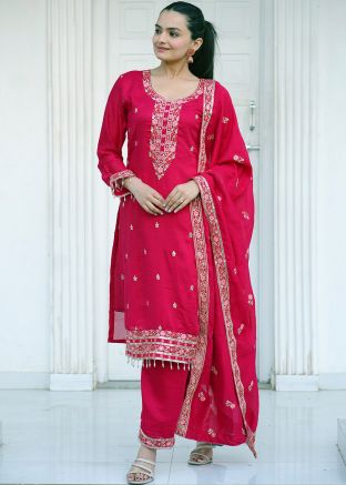 Readymade Pink Embroidered Pant Suit Set