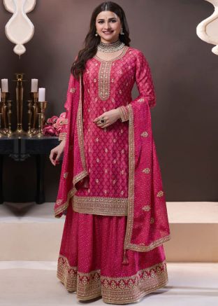 Prachi Desai Pink Printed Sharara Suit Set