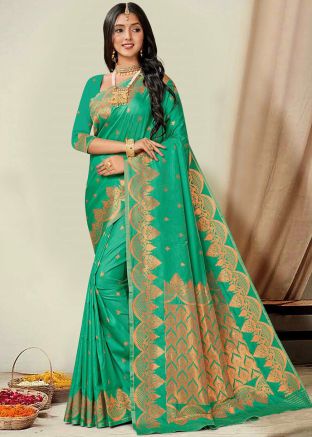 Green Zari Woven Work Art Silk Saree