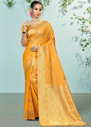 Yellow Zari Woven Art Silk Saree