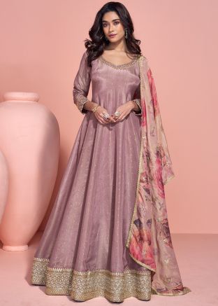 Purple Embroidered Salwar Suit Set