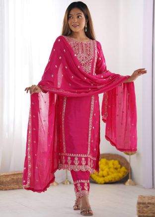 Pink Embroidered Salwar Suit Set