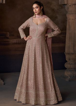 Readymade Mauve Pink Embellished Abaya Suit