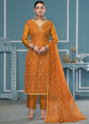 Yellow Sequins Embroidered Salwar Suit Set