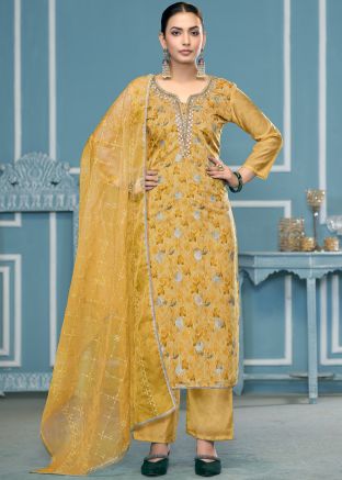 Yellow Sequins Embroidered Salwar Suit Set