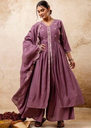 Purpl Embroidered Slit Style Salwar Suit Set