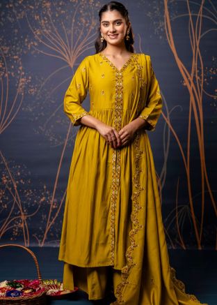 Yellow Embroidered Salwar Suit Set