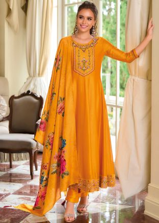 Yellow Embroidered Salwar Suit Set