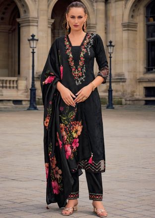 Black Embroidered Salwar Suit Set