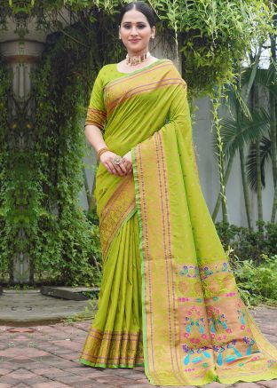 Green Zari Woven Work Art Silk Saree 