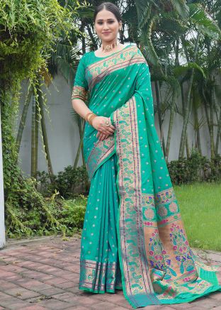 Green Zari Woven Art Silk Saree With Blouse