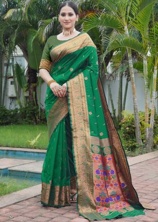 Green Zari Woven Saree In Silk