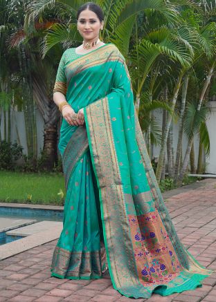 Green Zari Woven Saree In Silk