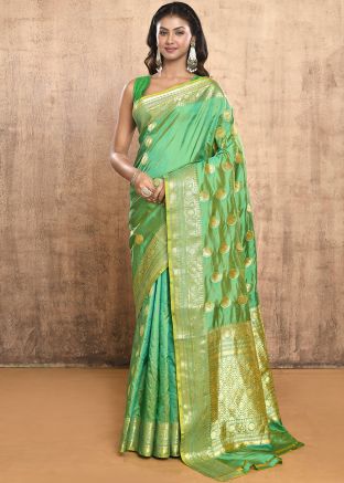 Green Zari Woven Saree In Pure Silk