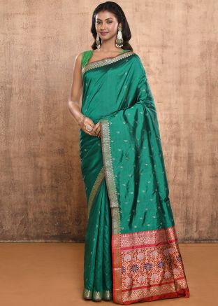 Green Zari Woven Saree In Pure Silk