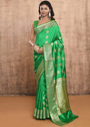 Green Zari Woven Saree In Pure Silk