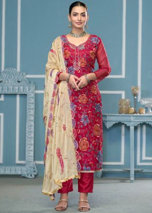 Pink Embroidered Pant Salwar Suit Set