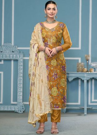 Yellow Embroidered Salwar Suit Set