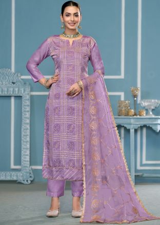 Purple Sequin Work Salwar Suit Set