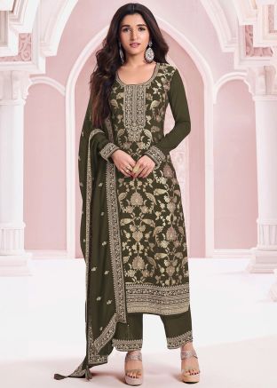 Green Embroidered Salwar Suit Set
