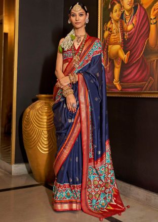 Blue Artv Silk Saree With Blouse